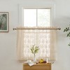 HLC.ME Jolene Floral Rod Pocket Lace Semi Sheer Voile Short Cafe Tiers - Set of 2 - 3 of 4