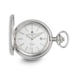 Black Bow Jewelry Charles Hubert Stainless Steel White Dial Tritium Quartz Pocket Watch - 1 of 4