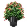 TopComfy Artificial Trees 2 Pack 21.6in Tall Artificial Rose Topiary Balls Rose Tree Fake Tree Red Flower Tree for Garden, Red, 17.72"*17.72"*21.65" - 4 of 4