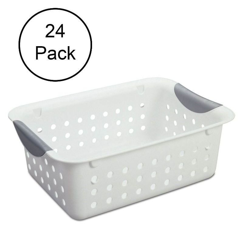 Sterilite White Small Ultra Basket Durable Plastic Storage Totes Bins for with Titanium Inserts for Home Organization, 4 of 8