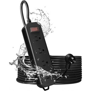 Outdoor Power Strip Weatherproof, 25 FT Extension Cord, Waterproof Surge Protector with 4 Outlets 1250W Shockproof Overload Protection, Flat Plug - 1 of 4