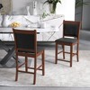Tangkula Upholstered Counter Stool Set of 4 w/ Solid Rubber Wood Frame Ergonomic Backrest - 3 of 4