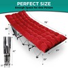 Zone tech Outdoor Camping Travel Cot and Cot Pad - High Quality Foldable and Portable Adult & Kids Travel Cot w/Large Pocket and Cushion Red - 2 of 4