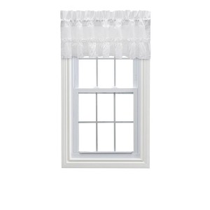 Ellis Curtain Madelyn Ruffled Victorian 1.5" Rod Pocket Valances for Windows 60" x 16" White - 1 of 4