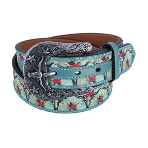 Ariat Women's Longhorn Floral Print Western Belt - 1 of 4