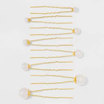 Pearl Hair Pin 8pc Set - Gold