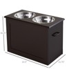 DSVIMOY Raised Pet Feeding Storage Station with 2 Bowls, Base for Large Dogs and Other Large Pets, Dark Brown, 23.5"*11.75"*16.25" - 3 of 4