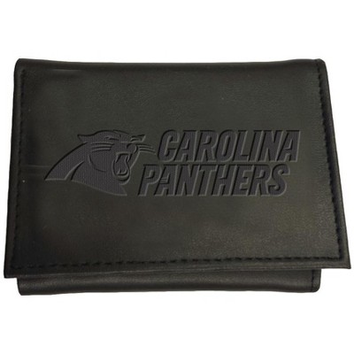Evergreen Carolina Panthers Tri Fold Leather Wallet