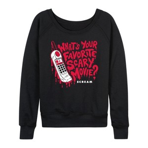 Women's - Scream - Favorite Scary Movie Lightweight French Terry Wide Neck Long Sleeve Shirt - 1 of 4