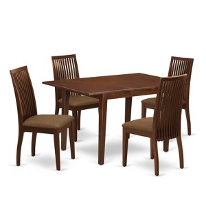 5-Piece Mahogany Finish Solid Wood Top - Rectangular Dining Room Set  - Seats 4 - 1 of 4
