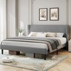 Bed Frame with Vertical Channel Headboard, Upholstered Bed Frame with Wood Slats - 3 of 4