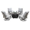 5pc Set with 44" Round Outdoor Aluminum Fire Table & Four Swivel Rocking Chairs & Wind Blocker Lid - Oakland Living: Weather-Resistant - 2 of 4