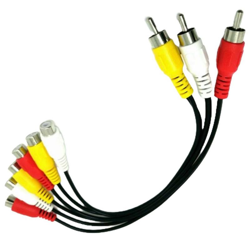 Sanoxy 3 RCA Male Jack To 6 RCA Female Splitter Audio Video AV TV DVD Adapter Cable, 1 of 3