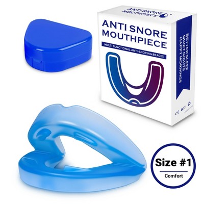 YEVYO Anti-Snoring Mouthpiece - Mouth Guard Device with +2mm Jaw Adjustment, Breathable Anti Snoring Solution for Men & Women - Includes Case - Blue