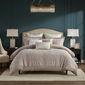 Elegant Traditional Burnout Velvet Comforter Set,All Season Duvet-style Bedding Set,Cozy Home Textile fits Lux Bedroom Decor - 1 of 4