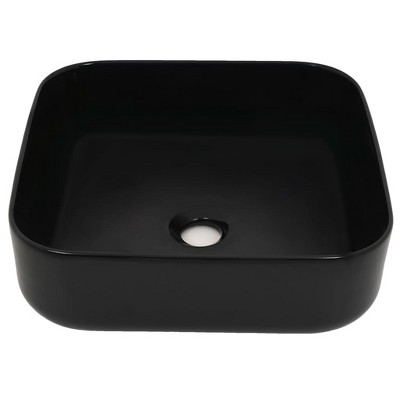 Square Black Ceramic Bathroom Basin 15"x15"x5.3"