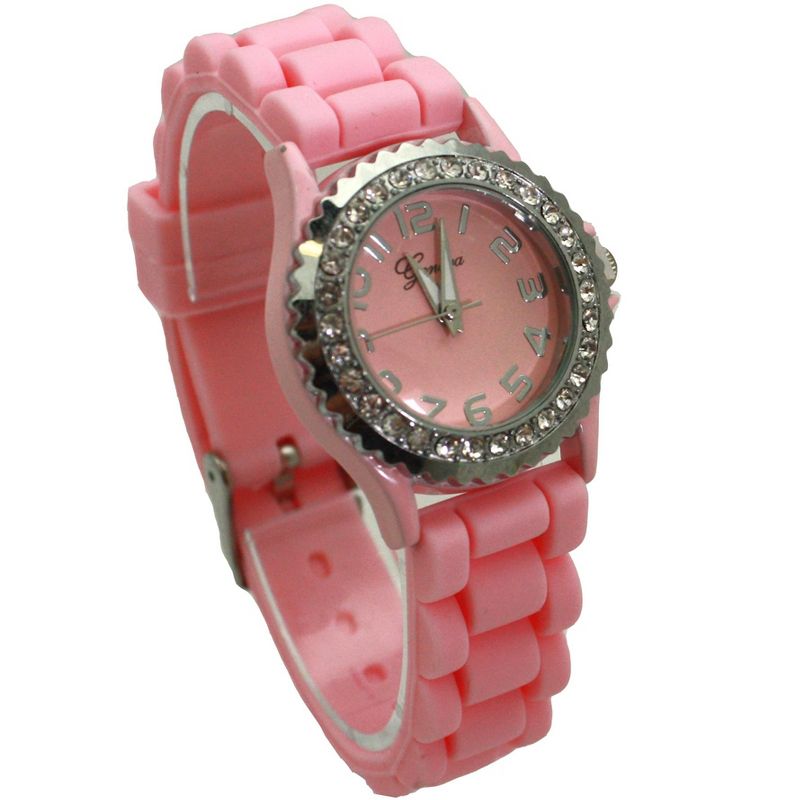 Olivia Pratt Every Day Thin Band Silicone and Rhinestones Colorful Women Watch, 4 of 6