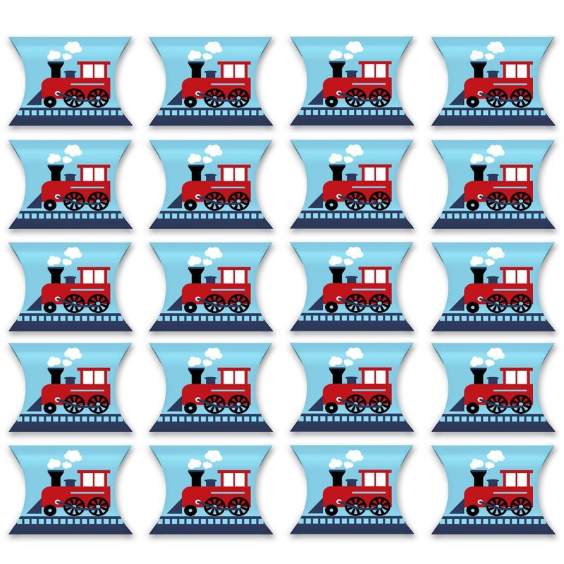 Big Dot of Happiness Railroad Party Crossing - Favor Gift Boxes - Steam Train Birthday Party or Baby Shower Petite Pillow Boxes - Set of 20, 5 of 9