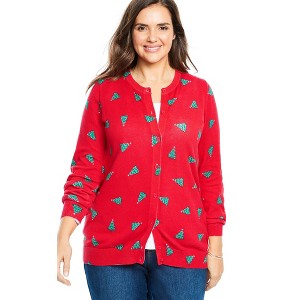 Woman Within Plus Size Perfect Long-Sleeve Cardigan - 1 of 4
