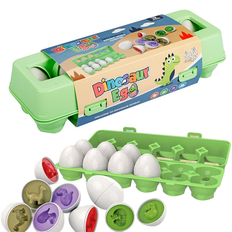 Link Dinasour Egg Carton STEM Teaches Colors and Shapes, Sorting and Fine Motor Skills ADHD- Box of 12 Diasour Eggs, 1 of 6