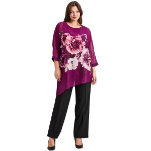 Avenue Women's Plus Size Printed Asymmetric Blouse - 1 of 4