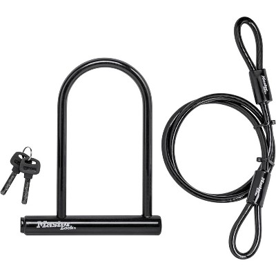 Lock Black Bike Lock with Key, Standard Size U-Lock for Bicycles and Other Outdoor Equipment, Anti-Theft Lock for Bikes