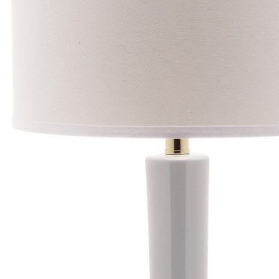 Mae Long Neck Ceramic Table Lamp in Light Grey with Off-White Shade