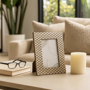 Modern Picture Frame with Diamond Border Pattern - Decorative Photo Frame Perfect for Entryway, Lving Room Decor, and Home Decor - 1 of 4