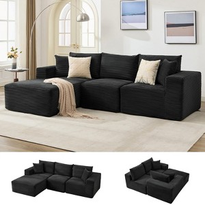 Jojoka 108'' Modular Sectional Sofa, Corduroy Deep Seat Couch with Chaise and Memory Foam, No Assembly Needed - 1 of 4