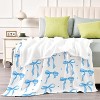 Lomsoe Cute Blue Bow Flannel Throw Blankets Gifts for Women Girls, Warm Blanket Room Decor for Home Bed Sofa Couch Chair. - 4 of 4