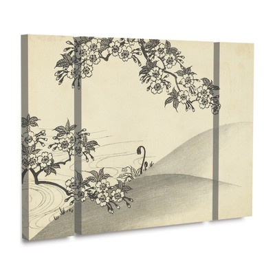 Japanese Cherry Blossom Tree Black and White Canvas Landscape Art