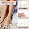 Unique Bargains 14K Gold Plated Dainty Heart Women's Ankle Bracelets with Box - 2 of 4