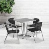 Emma and Oliver 27.5" Square Aluminum Garden Patio Table Set with 4 Rattan Chairs - 2 of 4