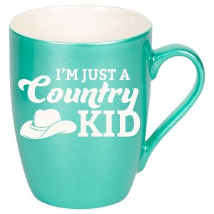 100 North Cowboy Hat 10 Ounce Seafoam Metallic Finish, Comfortably Fits Your Hands, New Bone China Coffee Tea Cup Mug, I'm Just A Country Kid - 1 of 1