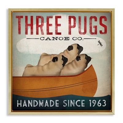 Stupell Industries Vintage Three Pugs in Canoe, 18" x 18"