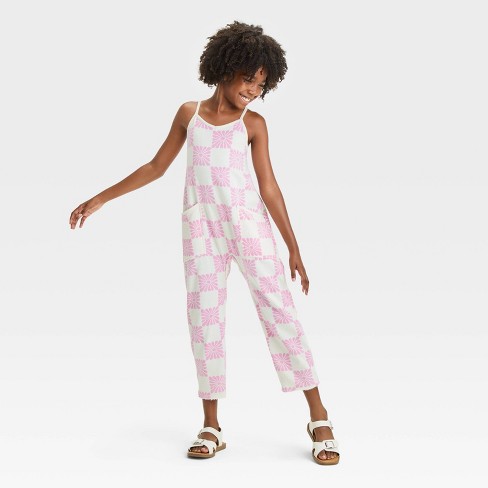 Grayson Threads Big Girl Checkered Relaxed Romper Pink Target