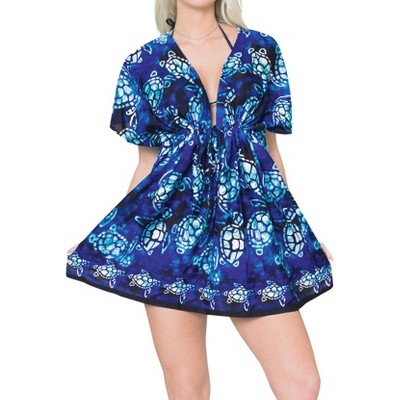 HAPPY BAY Women's Beachwear Summer Swim Beach Dress Cover Ups for Swimwear Women Short Fall Swimsuit Coverups for Women Tops XL-XXL Navy, Allover