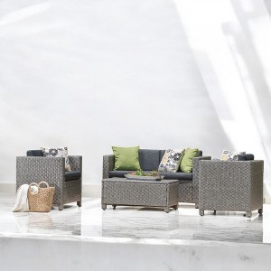 4-Piece Outdoor Sofa Set with Cushions, PE Wicker Rattan Seating Group with Loveseat, Club Chairs, and Coffee Table for Backyard, Patio, or Garden - 1 of 4