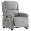 vidaXL Electric Massage Recliner Chair - Light Gray Velvet, 6-Point Vibration, Electric Footrest/Backrest, Side Pocket, Sturdy Frame for Living Room - 3 of 4