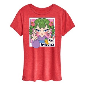 Women's - Instant Message - Cute Anime Girl Short Sleeve Graphic T-Shirt - 1 of 4