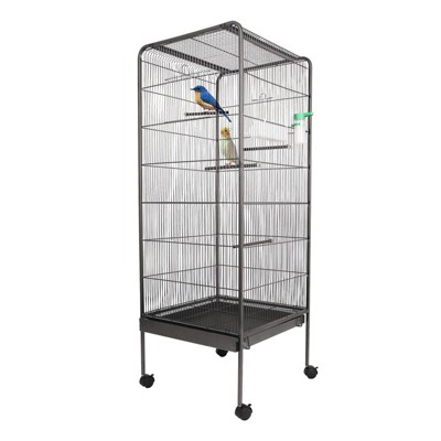 Bird Cage with Rolling Stand, Bird Cage with Slide-Out Tray, Large Flight Cage for Parrots, Parakeets, Cockatiels, Pigeons and Lovebirds