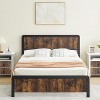 Queen Size Bed Frame with Headboard, Classic Wood and Metal Platform Design, Under Bed Storage,Noise-Free Mattress Foundation, No Box Spring Required - 2 of 4