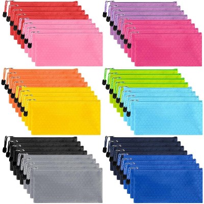 35pcs Zipper Pouches, Small Pencil Pouch Bulk, Water Resistant Pencil Case for Bill Office School Supplies