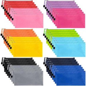 35pcs Zipper Pouches, Small Pencil Pouch Bulk, Water Resistant Pencil Case for Bill Office School Supplies - 1 of 4