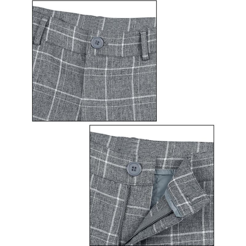 Lars Amadeus Men's Dress Plaid Pants Slim Fit Flat Front Check Chino Pants Trousers, 5 of 7