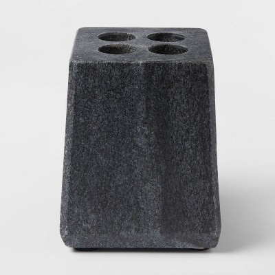 Solid Marble Toothbrush Holder Dark Gray Wash - Threshold™