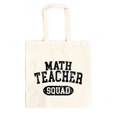 City Creek Prints Math Teacher Squad Distressed Canvas Tote Bag - 15x16 - Natural