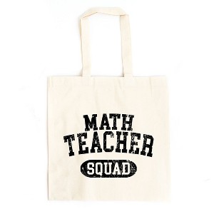 City Creek Prints Math Teacher Squad Distressed Canvas Tote Bag - 15x16 - Natural - 1 of 2