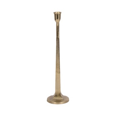 Sagebrook Home 16" Squared Off Taper Candle Holder - Contemporary Glam Metal Metallic Gold Candle Holder for Home, Office or Event Table Decor