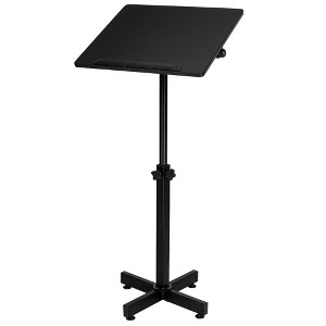 VINGLI Classic Lectern Podium Stand, Height Adjustable Mobile Podium, Multi-Purpose Tabletop for Speech, Lecture, Laptop Desk with Edge Stopper, Black - 1 of 4